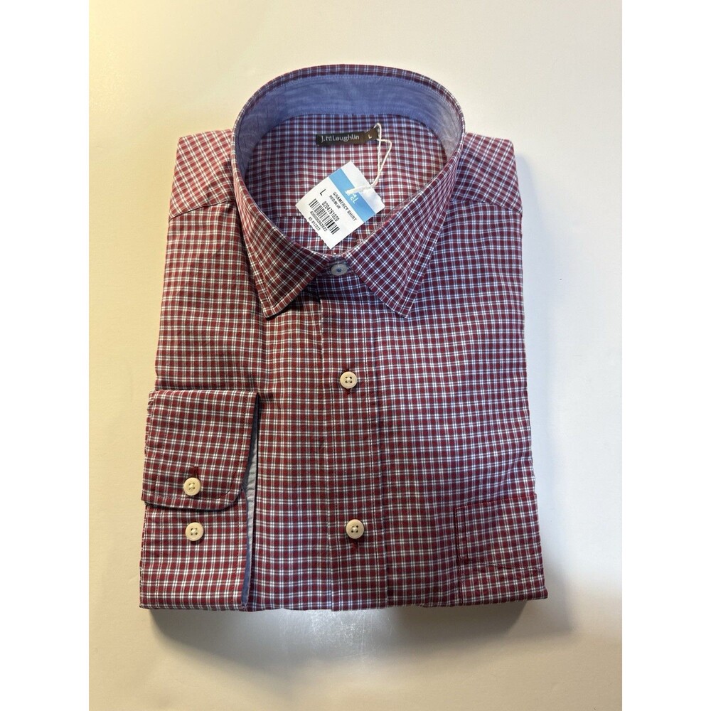 J McLaughlin L Mens Shirt Colorful Gingham Casual Modern Button Down Shirt NEW